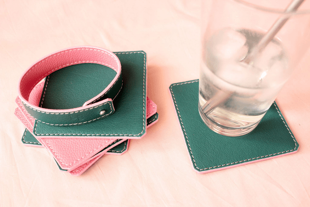 Dessous de Verres Lot de 6 - Vert&Rose